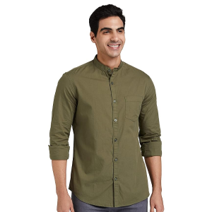 Symbol Men's Cotton Shirt | Chinese Collar | Casual | Plain