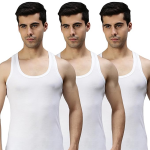 Men's White Round Neck Sleeveless Cotton Vest