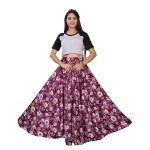 Women's American Crepe Flared A Line Stitched Long Skirt