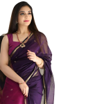 Printed Banarasi Cotton Silk Saree with Gold Zari Border & Unstitched Blouse Piece