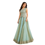 Indo-Western Lehenga Choli for Women | Crepe Silk Multi-Panel Flared Skirt with Fully Stitched V-Neck