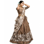 Taupe Brown Dola Silk Lehenga Choli with Dupatta