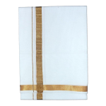 Mens Single White Dhoti with Jari Border Single Dhoti