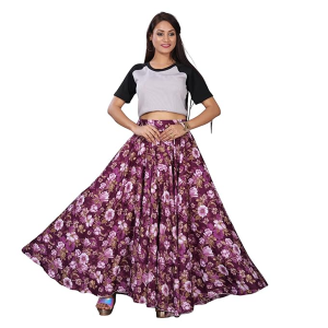 Women's American Crepe Flared A Line Stitched Long Skirt