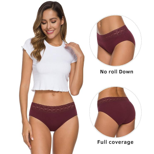 Cotton Panties for Women Bikini Underwear Hipster Underpants Lace Briefs Pack