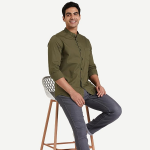 Symbol Men's Cotton Shirt | Chinese Collar | Casual | Plain