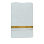Mens Single White Dhoti with Jari Border Single Dhoti