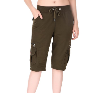 Womens Cargo Capri Shorts with 9 Pockets