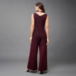 Women's Halter Neck Sleeveless Solid Pleated/Wide Leg Sequin Panelled Regular Length Jumpsuit