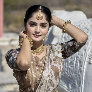 Taupe Brown Dola Silk Lehenga Choli with Dupatta