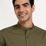 Symbol Men's Cotton Shirt | Chinese Collar | Casual | Plain
