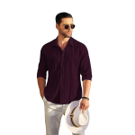 Men's Casual Button Down Shirts Long Sleeve Linen Shirt Fashion Textured Beach Summer Shirt