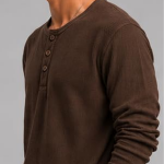 Men's Premium Waffle Knit Henley Tshirt for Men