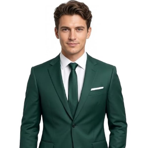 Men's Green Blazer, Slim Fit, Single Button, Formal Wear