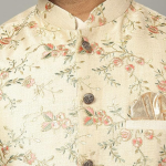 Men's Silk Blend Kurta Pyjama with Stylish Embroidered Ethnic Jacket