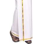 Mens Single White Dhoti with Jari Border Single Dhoti