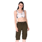 Womens Cargo Capri Shorts with 9 Pockets