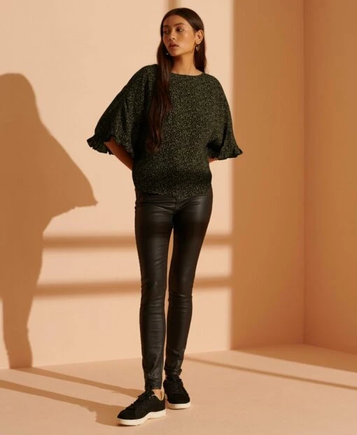 SUPERDRY Lola Wide Sleeve Top Dark Charcoal -Superdry Studios upload9223368955665753733