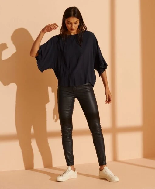 SUPERDRY Lola Wide Sleeve Top Green Leopard -Superdry Studios upload9223368955665778471