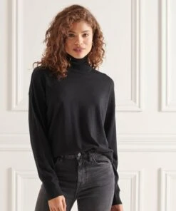 SUPERDRY Merino Drop Shoulder Roll Neck Jumper Praline -Superdry Studios upload9223368955665851270 2