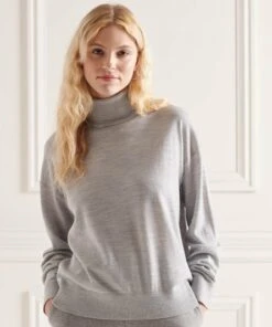 SUPERDRY Merino Drop Shoulder Roll Neck Jumper Praline -Superdry Studios upload9223368955665852428 2