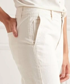 SUPERDRY Cropped Straight Trousers Oyster -Superdry Studios upload9223368955665856378