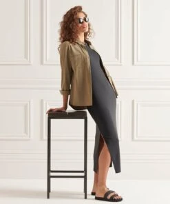 SUPERDRY Tencel Strap Back Midi Dress Port