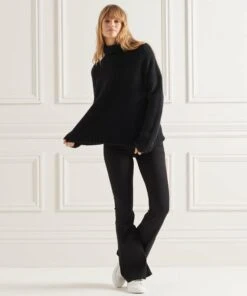 SUPERDRY Studios Chunky Roll Neck Jumper Tar Marl