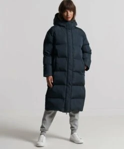 SUPERDRY Longline Duvet Coat Pureed Pumpkin