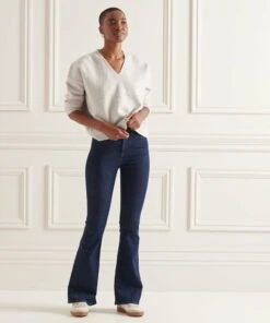 SUPERDRY Studios Slouch V-Neck Knitted Jumper Burnt Brick