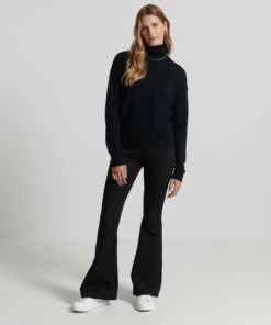 SUPERDRY Lambswool Roll Neck Jumper Black