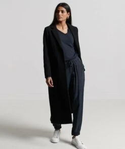 SUPERDRY Organic Cotton Long Sleeve Pocket V-Neck Top Black