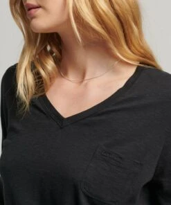 SUPERDRY Organic Cotton Long Sleeve Pocket V-Neck Top Eclipse Navy 10 SUPERDRY Organic Cotton Long Sleeve Pocket V-Neck Top Eclipse Navy -Superdry Studios upload9223368955665980362