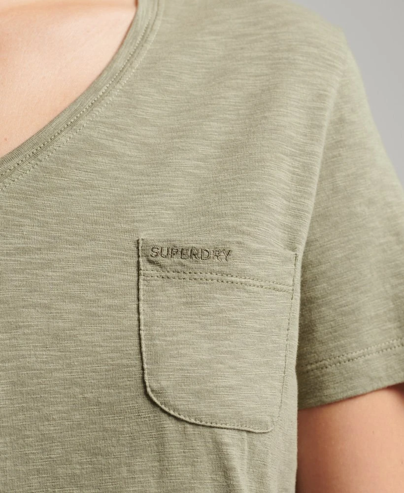 SUPERDRY Organic Cotton Studios Pocket V-Neck T-Shirt Optic/black Stripe 3 SUPERDRY Organic Cotton Studios Pocket V-Neck T-Shirt Optic/black Stripe - Image 3