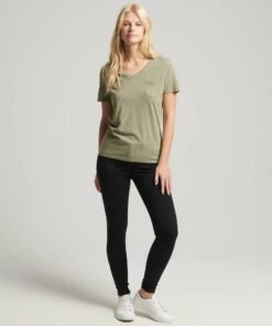 SUPERDRY Organic Cotton Studios Pocket V-Neck T-Shirt Optic/black Stripe