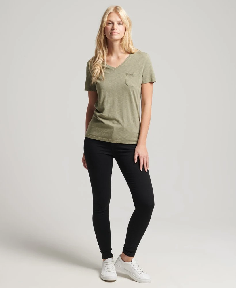 SUPERDRY Organic Cotton Studios Pocket V-Neck T-Shirt Optic/black Stripe 1 SUPERDRY Organic Cotton Studios Pocket V-Neck T-Shirt Optic/black Stripe