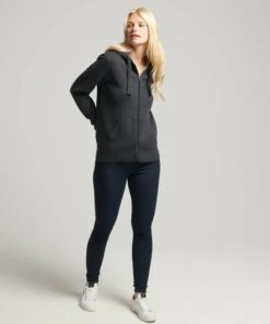 SUPERDRY Essential Organic Cotton Zip Hoodie Mid Marl