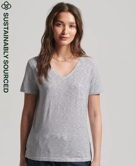SUPERDRY Organic Cotton Studios Pocket V-Neck T-Shirt Optic/black Stripe 15 SUPERDRY Organic Cotton Studios Pocket V-Neck T-Shirt Optic/black Stripe - Image 15