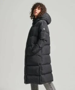 SUPERDRY Longline Duvet Coat Flat Grey